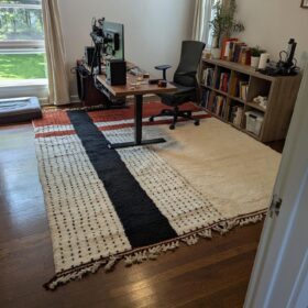 AMNAY-Moroccan Maroon And White Rug-Custom Beni Ourain Dotted Carpet