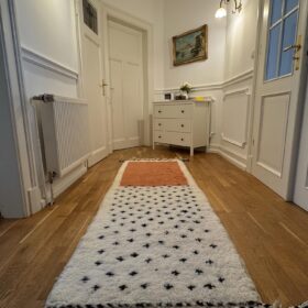 AMNAY-Moroccan Maroon And White Rug-Custom Beni Ourain Dotted Carpet