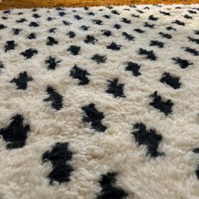 AMNAY-Moroccan Maroon And White Rug-Custom Beni Ourain Dotted Carpet