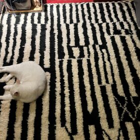Fadwa – White and Black Rug | Moroccan Beni Ourain Striped Carpet– Custom Sizes