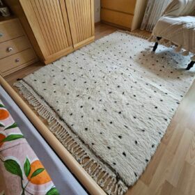 AMNAY-Moroccan Maroon And White Rug-Custom Beni Ourain Dotted Carpet