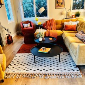 AMNAY-Moroccan Maroon And White Rug-Custom Beni Ourain Dotted Carpet