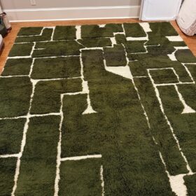 Aylin – Beni Ourain Tufted Rug – Custom Yellow And Green Rug – Moroccan Handmade Carpet