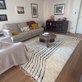 Fadwa – White and Black Rug | Moroccan Beni Ourain Striped Carpet– Custom Sizes