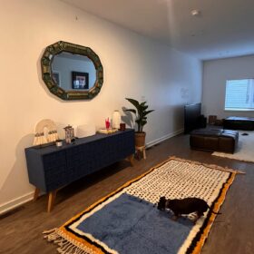 AMNAY-Moroccan Maroon And White Rug-Custom Beni Ourain Dotted Carpet