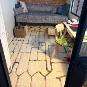 Aylin – Beni Ourain Tufted Rug – Custom Yellow And Green Rug – Moroccan Handmade Carpet