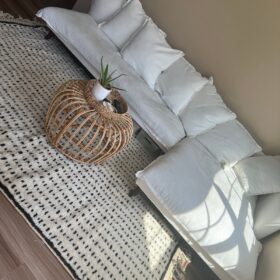 AMNAY-Moroccan Maroon And White Rug-Custom Beni Ourain Dotted Carpet