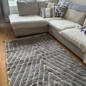 Aylin – Beni Ourain Tufted Rug – Custom Yellow And Green Rug – Moroccan Handmade Carpet