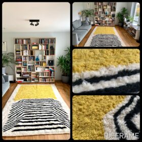 Idir- Beni Ourain Rug 6x9 – White and Pink Striped Carpet | Moroccan Handmade Wool Rug