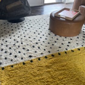 AMNAY-Moroccan Maroon And White Rug-Custom Beni Ourain Dotted Carpet