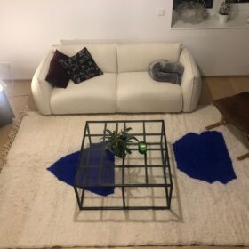 Aryana – Moroccan Handmade Abstract Carpet | Beni Ourain White and Blue Rug – 5x8