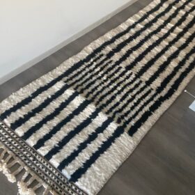 Aghilas – White and Black Striped Rug | Moroccan Beni Ourain Rug – Custom Sizes
