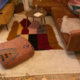 Ghita – Beige And Black Rug – Beni Ourain Custom Abstract Rug