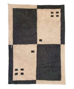 Aksel – Beni Ourain Black and Beige Moroccan Rug – Geometric Custom Rug