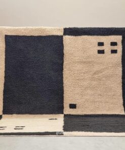 Alternative view of Aksel – Beni Ourain Black and Beige Moroccan Rug – Geometric Custom  Rug