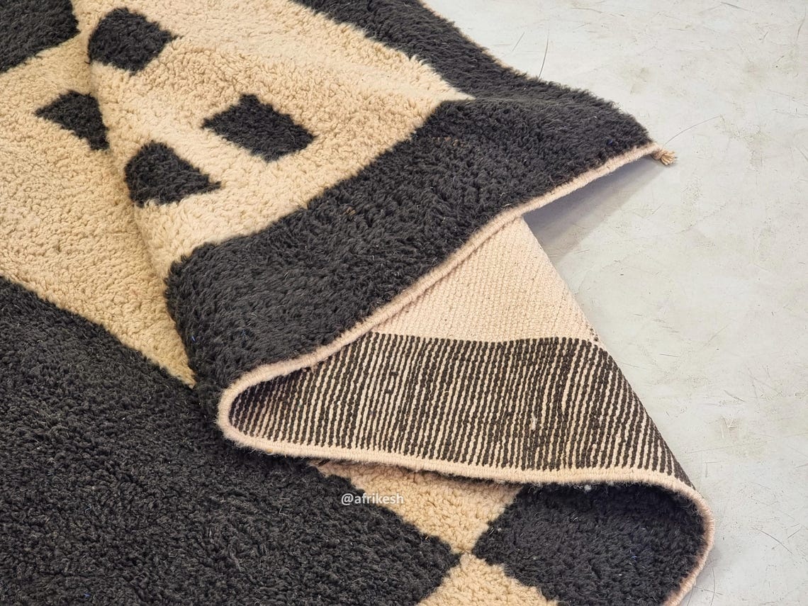 Aksel – Beni Ourain Black and Beige Moroccan Rug – Geometric Custom Rug - Image 7