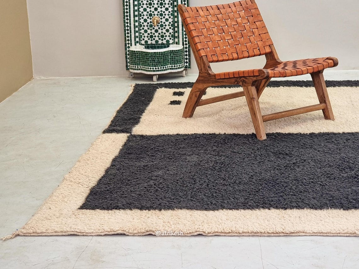 Aksel – Beni Ourain Black and Beige Moroccan Rug – Geometric Custom Rug - Image 5