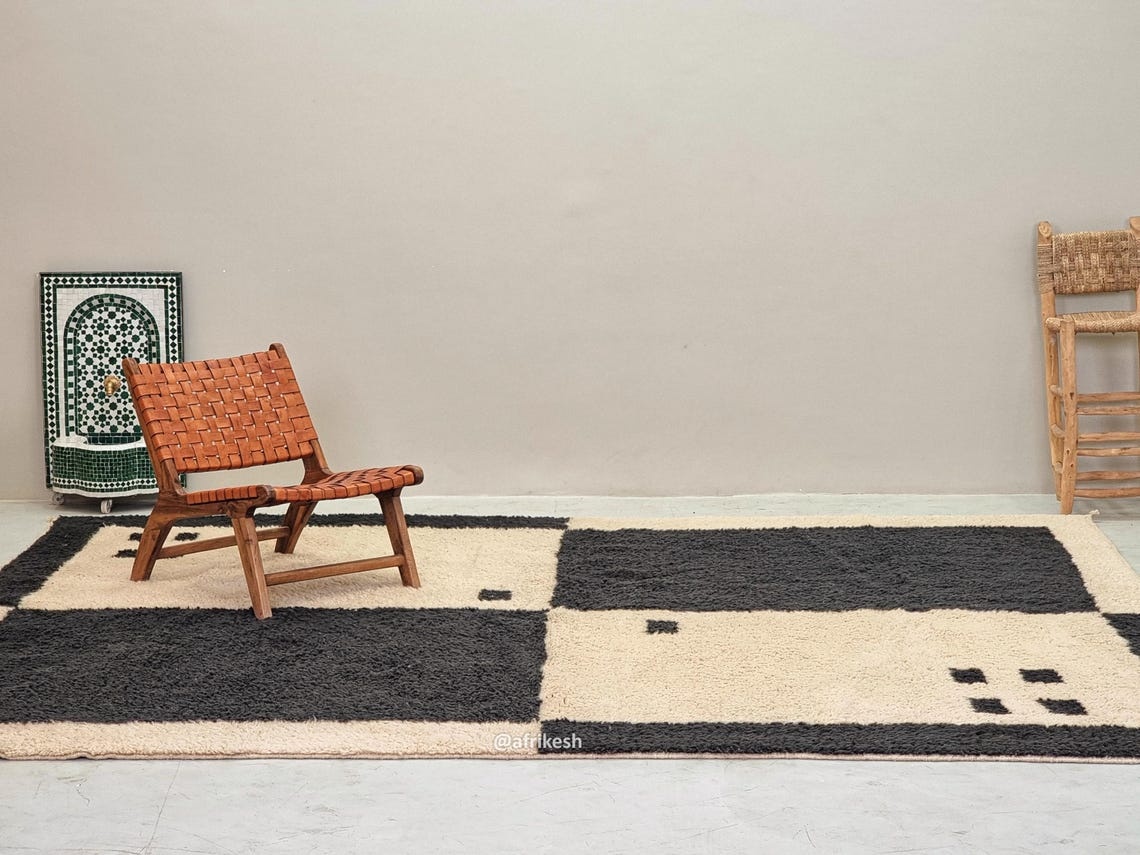 Aksel – Beni Ourain Black and Beige Moroccan Rug – Geometric Custom Rug - Image 4
