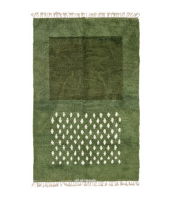 Amellal – Moroccan Green Rug- Beni Ourain Dotted Carpet– Custom Sizes