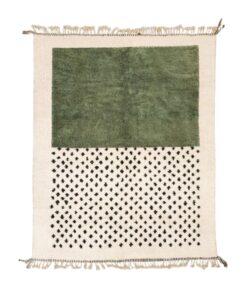 AMNAY-Moroccan Green And White Rug-Custom Beni Ourain Dotted Carpet