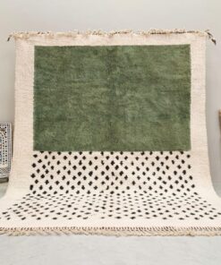 Alternative view of AMNAY-Moroccan Green And White Rug-Custom Beni Ourain Dotted Carpet