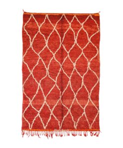 Ghizlane- Moroccan Rug 5x8 - Red & White Vintage Rug - Geometric carpet