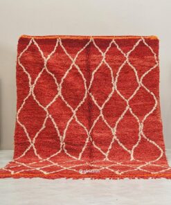 Alternative view of Ghizlane- Moroccan Rug 5x8 - Red & White Vintage Rug - Geometric carpet