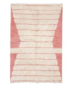 Hadiya- Beni Ourain Pink And white Rug -  Custom Made Striped Carpet