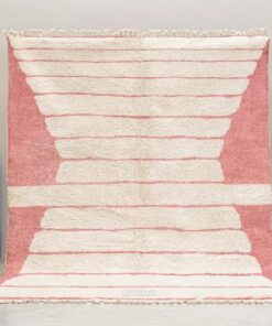 Alternative view of Hadiya- Beni Ourain Pink And white Rug -  Custom Made Striped Carpet