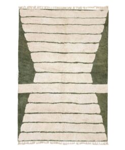 Hadiya- Beni Ourain White And Green Rug - Custom Made Striped Carpet