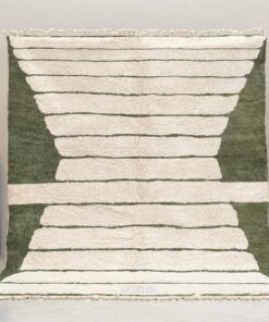 Alternative view of Hadiya- Beni Ourain White And Green Rug -  Custom Made Striped Carpet