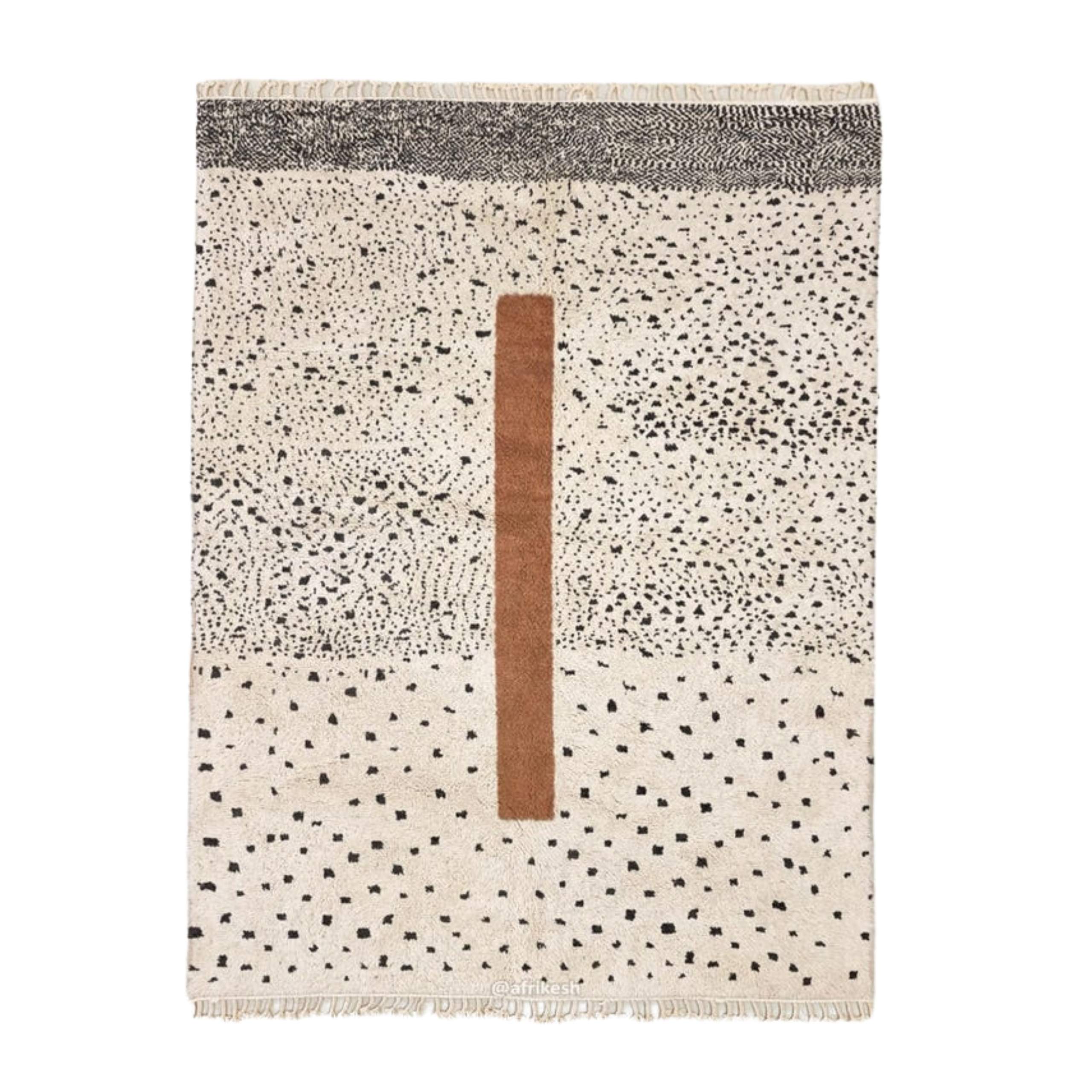 LAYTH – Beni Ourain Custom Moroccan Rug – White and Brown Dotted Rug