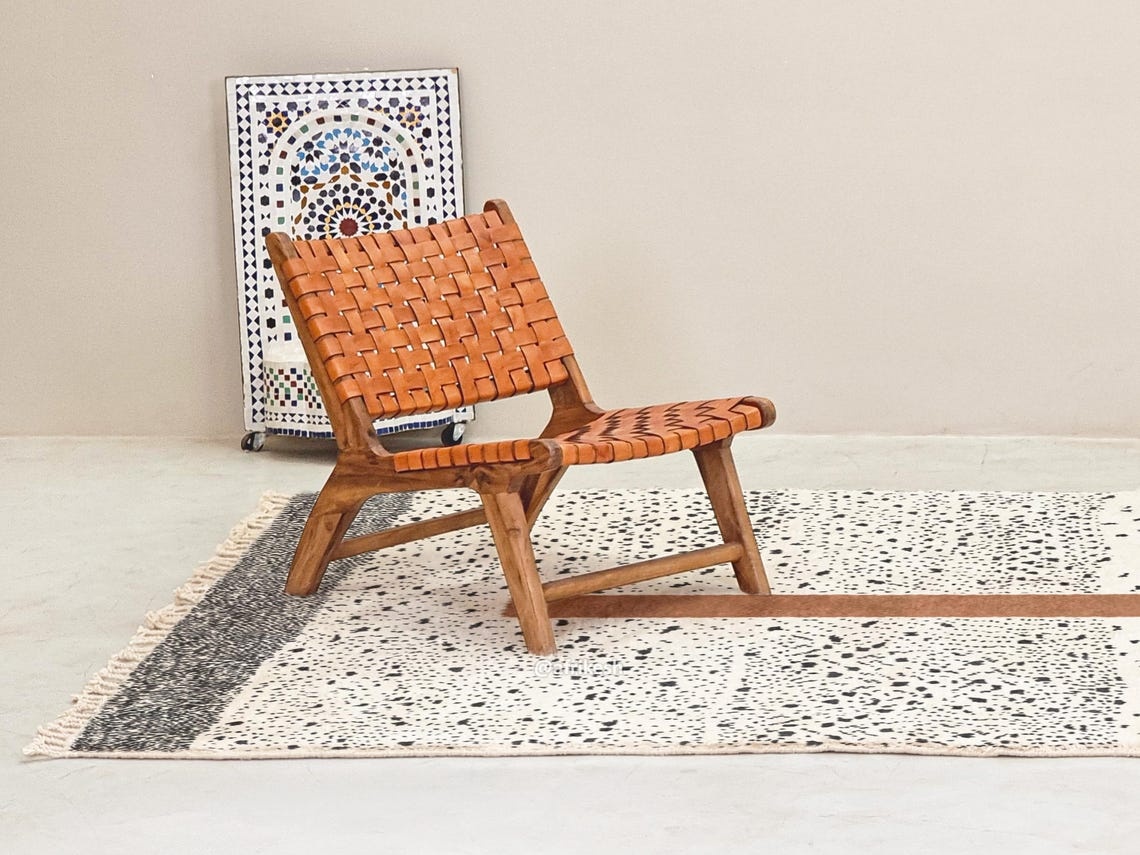 LAYTH – Beni Ourain Custom Moroccan Rug – White and Brown Dotted Rug - Image 4