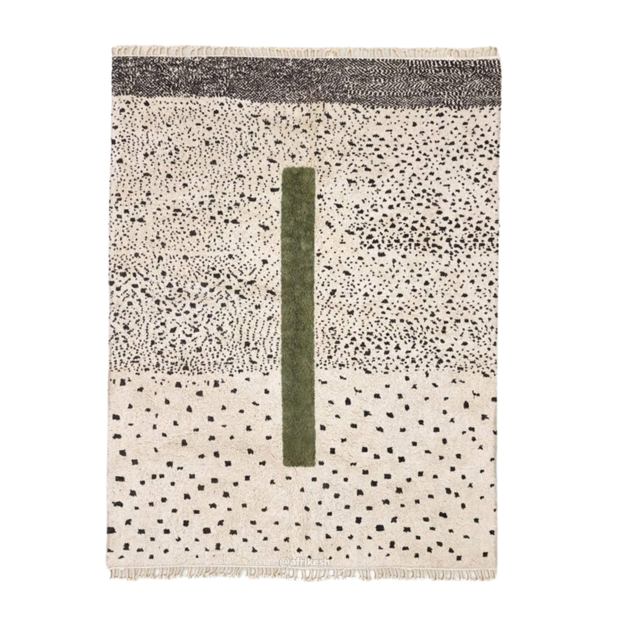 LAYTH – Beni Ourain Custom Moroccan Rug – White and Green Dotted Rug