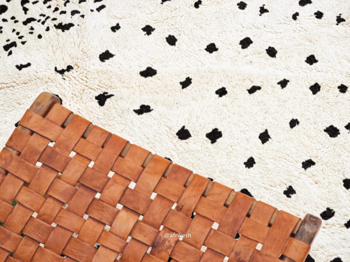 LAYTH – Beni Ourain Custom Moroccan Rug – White and Green Dotted Rug - Image 6