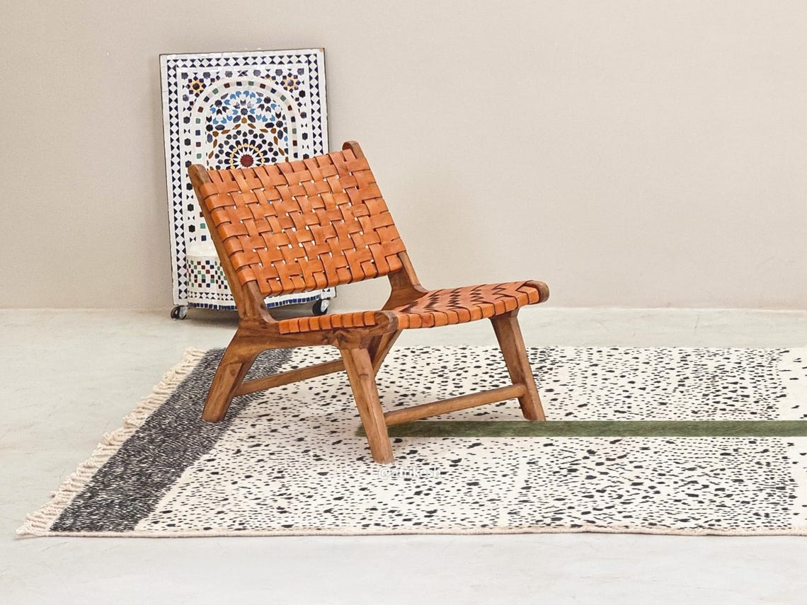 LAYTH – Beni Ourain Custom Moroccan Rug – White and Green Dotted Rug - Image 5