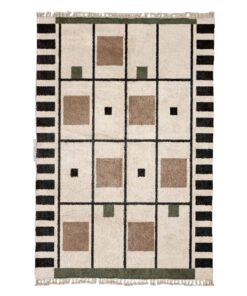Nima – Beni Ourain Black and Beige Rug – Geometric Custom  Rug