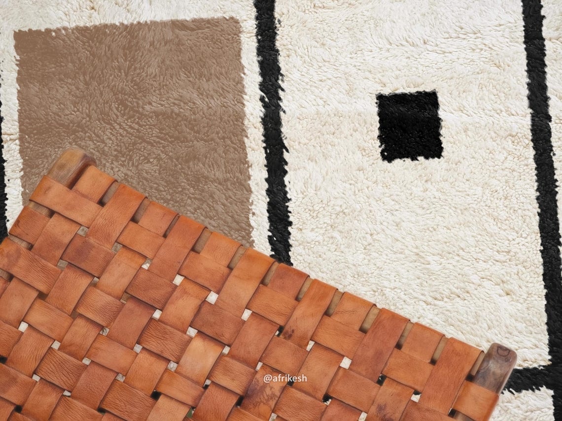 Nima – Beni Ourain Black and Beige Rug – Geometric Custom Rug - Image 6