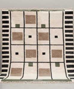 Alternative view of Nima – Beni Ourain Black and Beige Rug – Geometric Custom  Rug