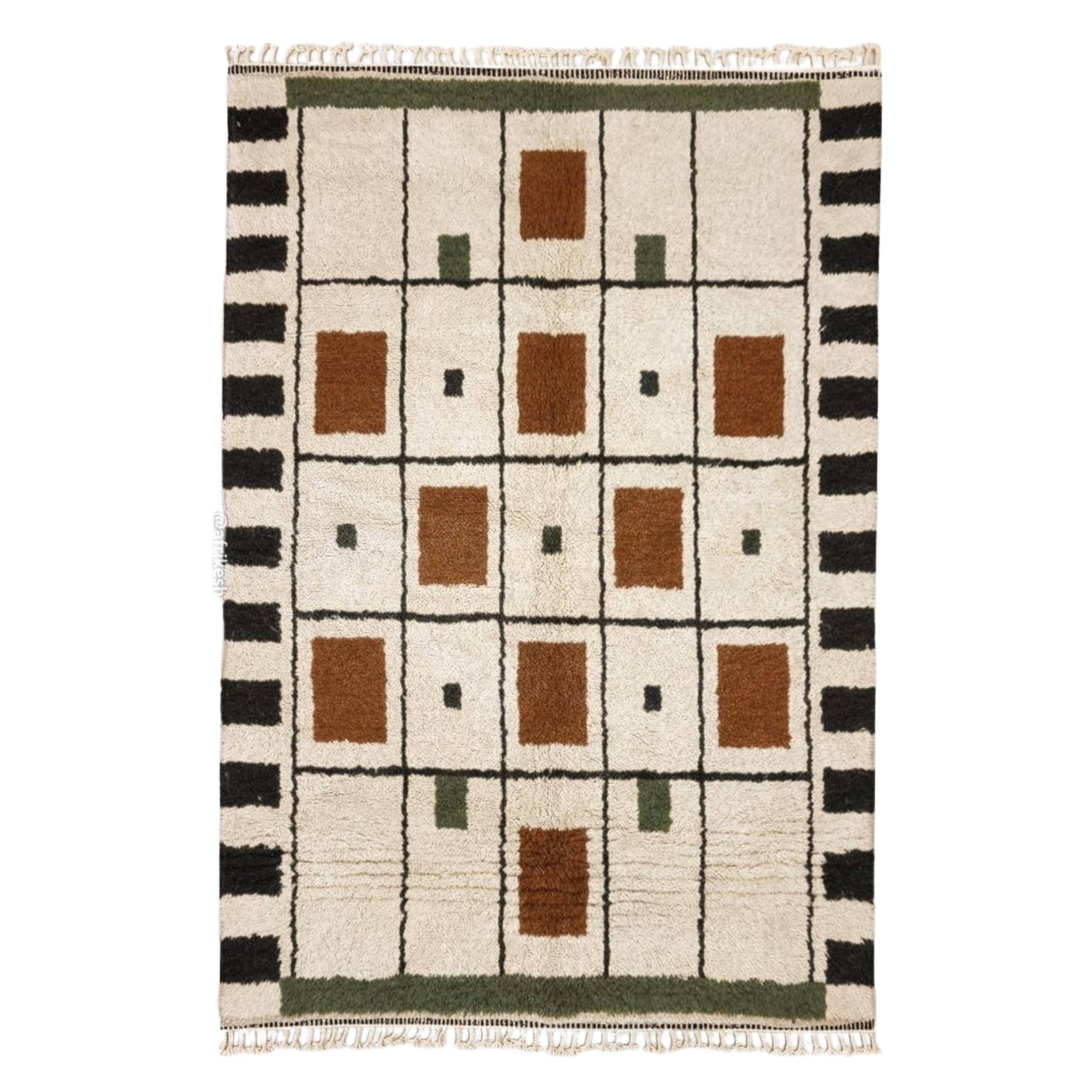 Nima – Beni Ourain Black and Brown Rug – Geometric Custom Rug