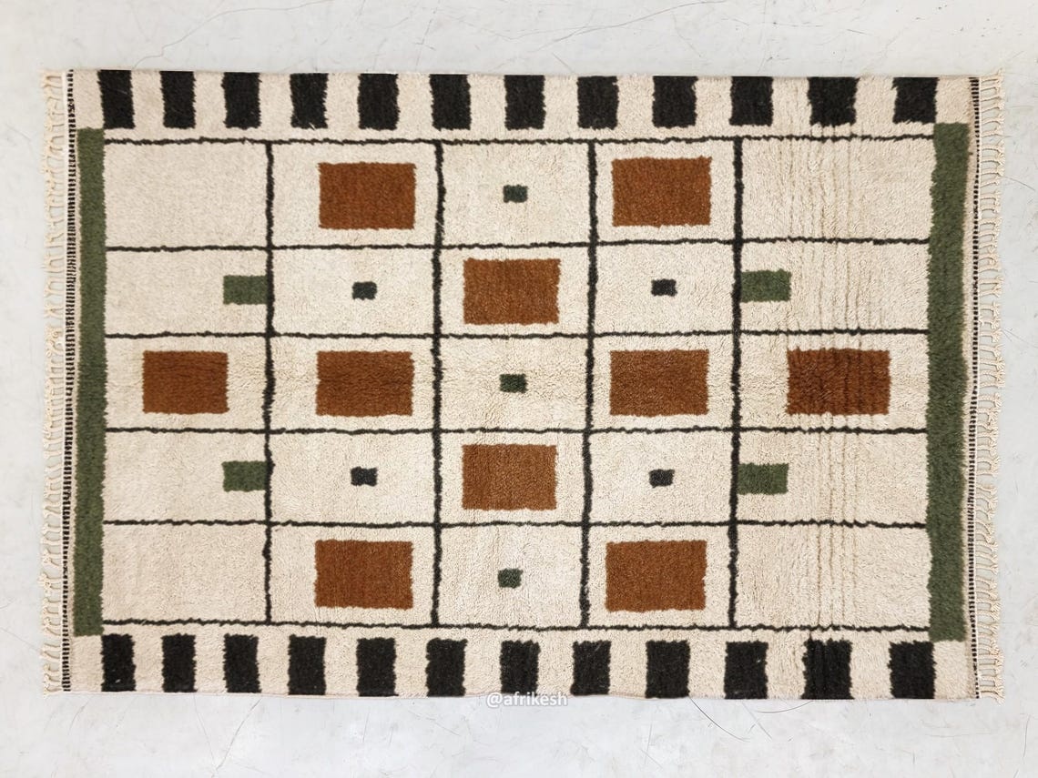 Nima – Beni Ourain Black and Brown Rug – Geometric Custom Rug - Image 7