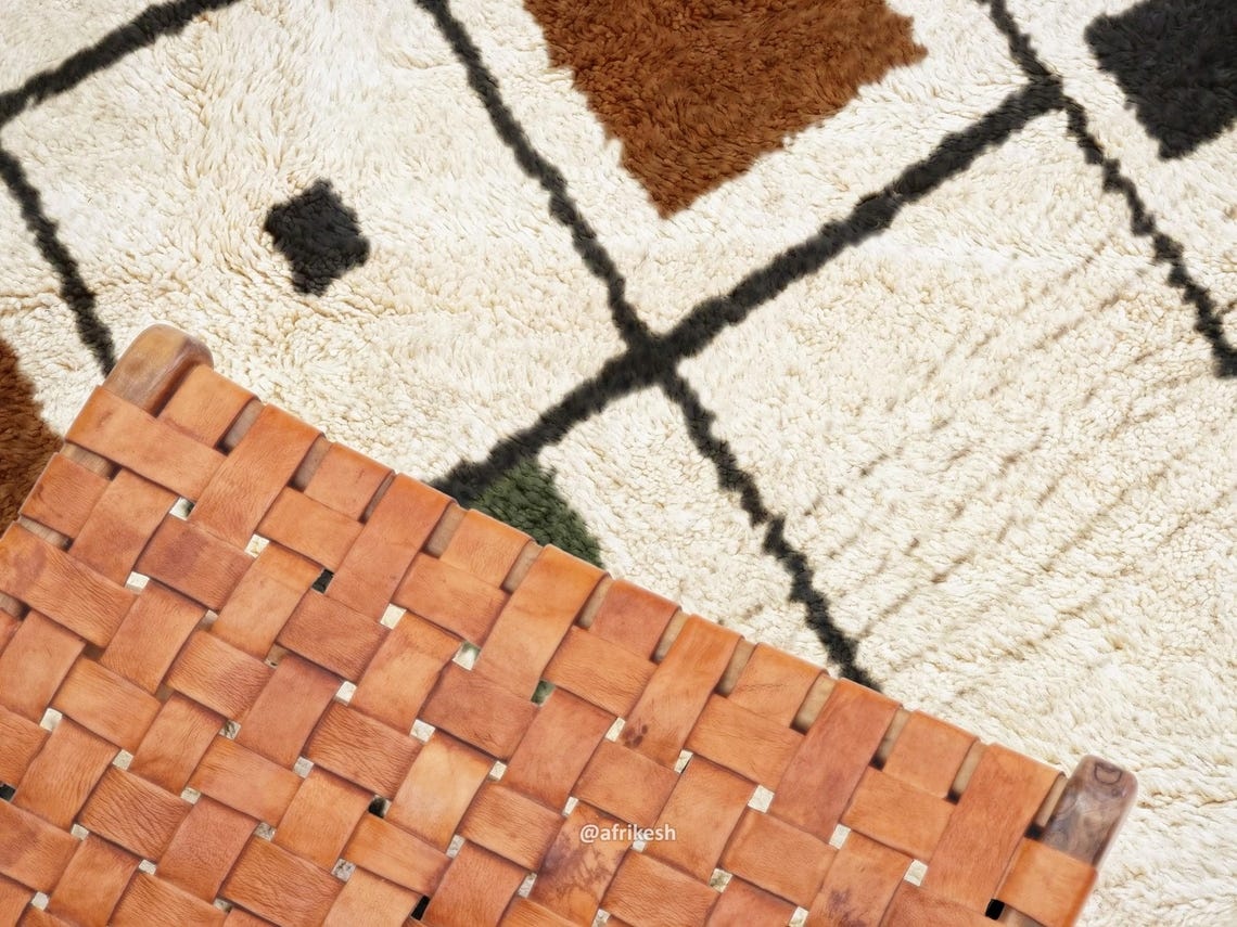 Nima – Beni Ourain Black and Brown Rug – Geometric Custom Rug - Image 6