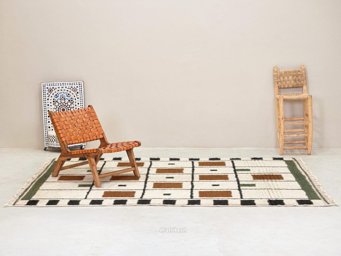 Nima – Beni Ourain Black and Brown Rug – Geometric Custom Rug - Image 4