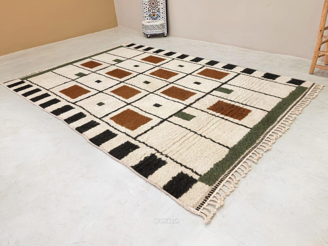 Nima – Beni Ourain Black and Brown Rug – Geometric Custom Rug - Image 3