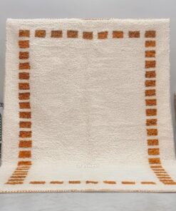 Alternative view of Rihane– White and Brown Moroccan Rug – Beni Ourain Geometric Rug – Custom Sizes