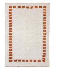 Rihane– White and Brown Moroccan Rug – Beni Ourain Geometric Rug – Custom Sizes