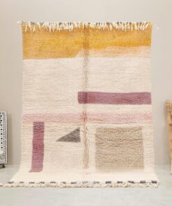 Alternative view of Samir – Moroccan Handmade Abstract Carpet | Beni Ourain White and Yellow Rug – Custom Sizes