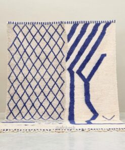 Alternative view of Samya- White And Blue Moroccan Rug - Beni Ourain  Geometric Carpet 6x9