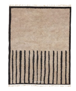 Sana– Beige And Black Moroccan Rug | Striped carpet – Beni Ourain Custom Sizes