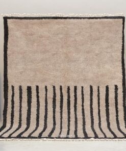 Alternative view of Sana– Beige And Black Moroccan Rug | Striped carpet – Beni Ourain Custom Sizes